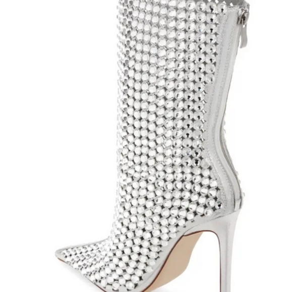 Azalea Wang pointed toe bootie laden with glinting rhinestones. - Picture 1 of 3